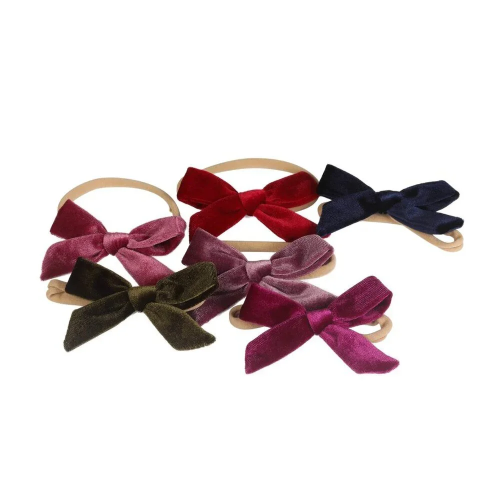 15 Pack Solid Velvet Bow Super Stretchy Nylon Headbands Hairbands Accessories fo